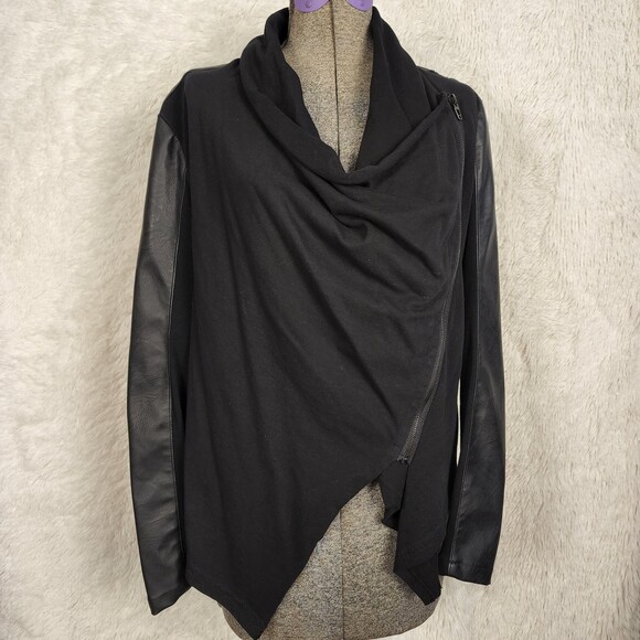 Blank NYC Draped Asymmetric Faux Leather Moto Jacket Size S - Picture 1 of 6